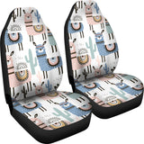 Lama Alpaca Cactus Hand Drawn Pattern Universal Fit Car Seat Covers