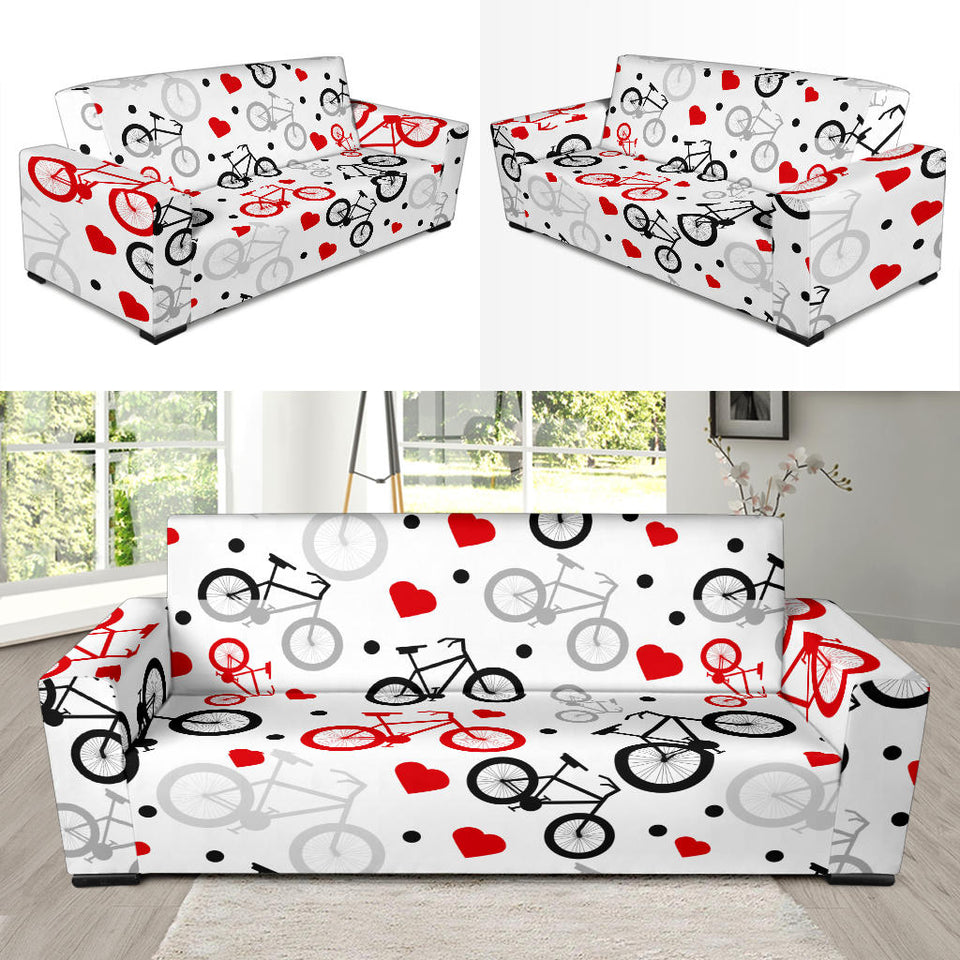 Bicycle Pattern Print Design 04 Sofa Slipcover