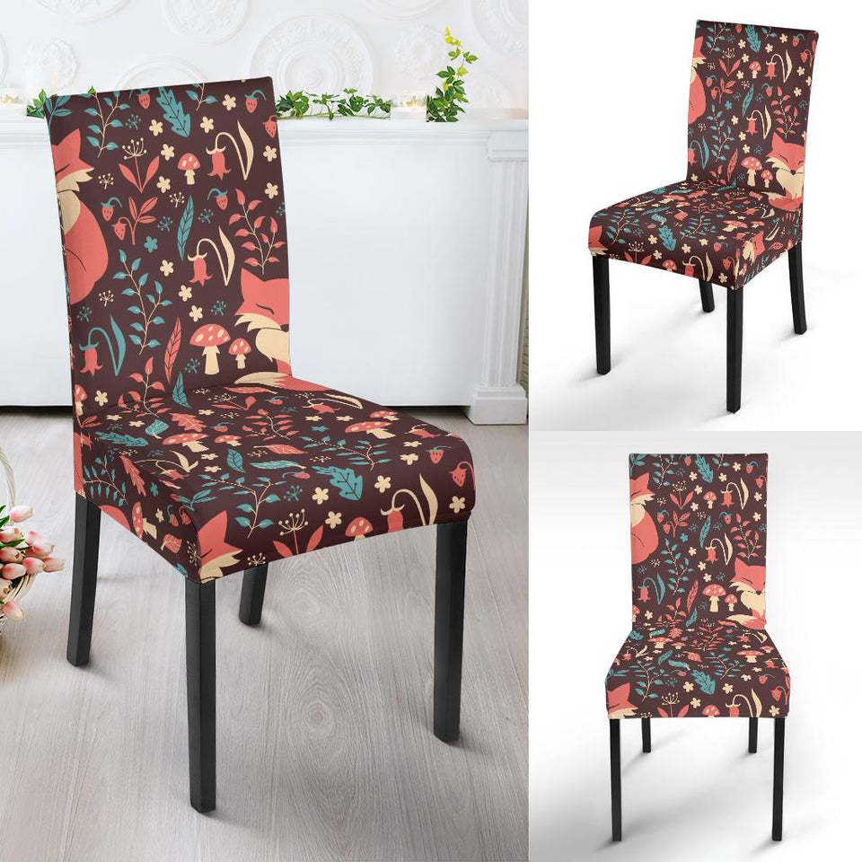 Fox Leaves Mushroom Pattern Dining Chair Slipcover