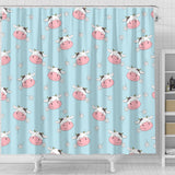 Cute Cow Flower Pattern Shower Curtain Fulfilled In US