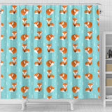 Fox Pattern Blue B Ackground Shower Curtain Fulfilled In US