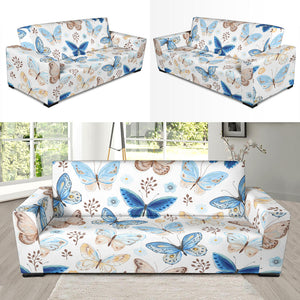 Blue Butterfly Pattern Sofa Slipcover
