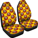 Daruma Japanese Wooden Doll Yellow Background Universal Fit Car Seat Covers