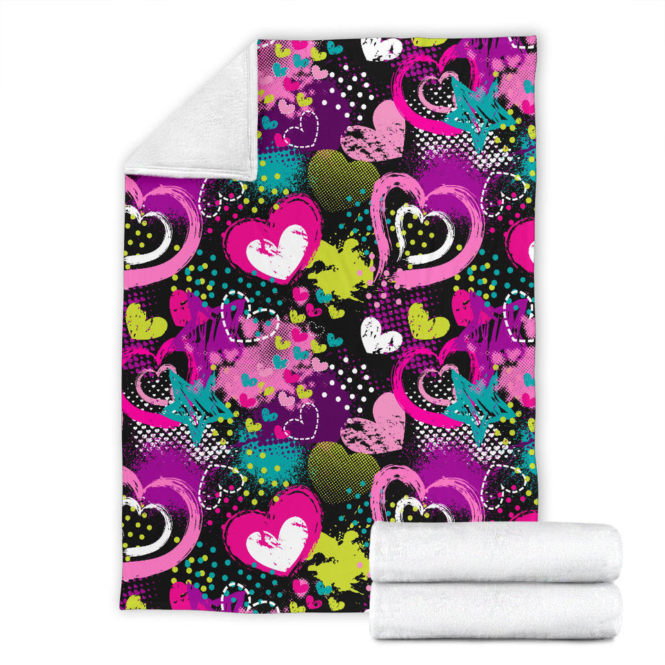 Heart Dot Wave Star Creative Design Pattern Premium Blanket