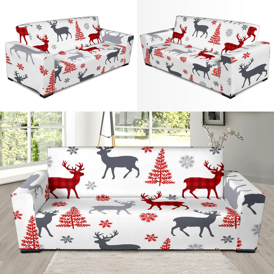 Deer Tree Snowflakes Chrismas Pattern Sofa Slipcover