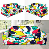 Watercolor Bowling Ball Pins Sofa Slipcover