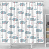 Cute Rhino Heart Pattern Shower Curtain Fulfilled In US