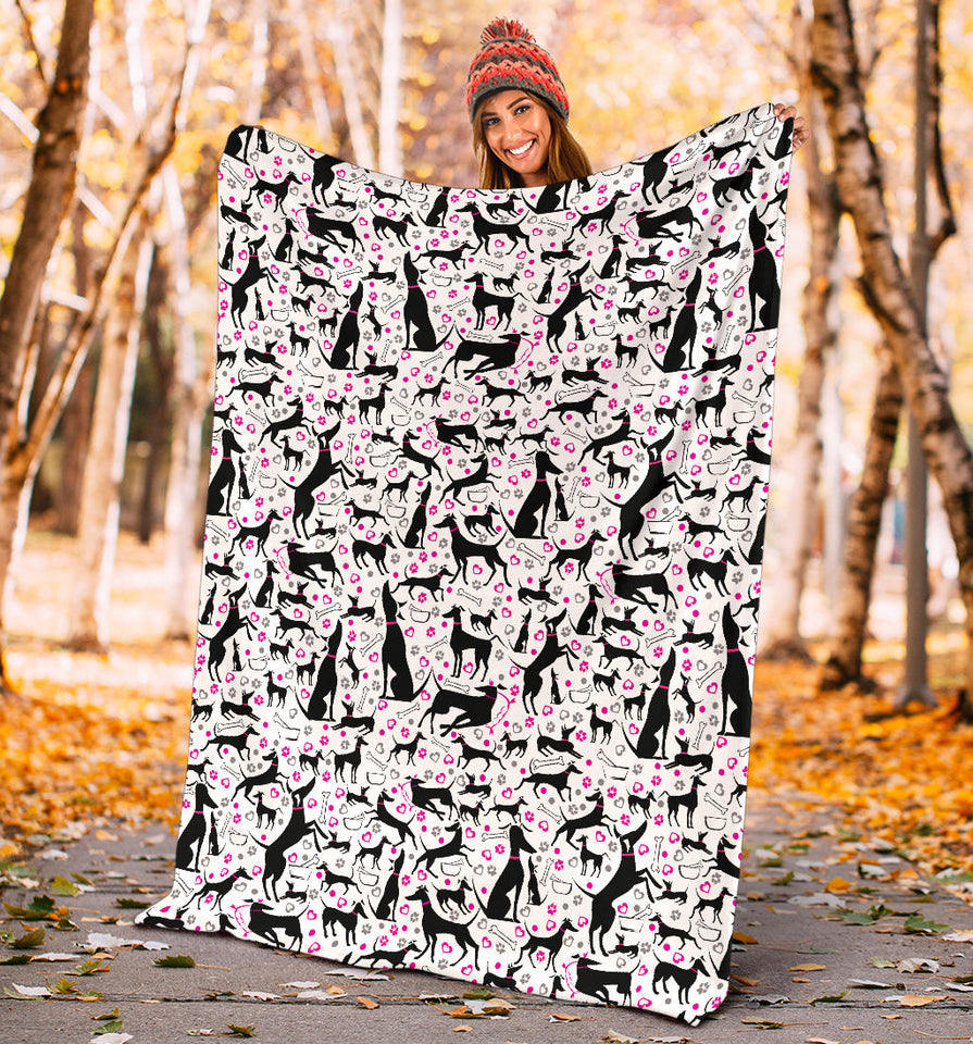 Greyhound Pattern Print Design 02 Premium Blanket