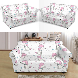 Cute Poodle Dog Star Pattern Loveseat Couch Slipcover