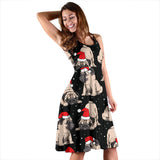 Christmas Pugs Santa_S Red Cap Pattern Sleeveless Midi Dress