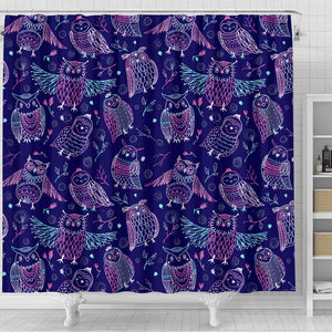 Cute Owls Pattern Boho Style Ornament Shower Curtain Fulfilled In US