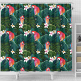 Parrot Palm Tree Leaves Flower Hibiscus Pattern Shower Curtain Fulfilled In US