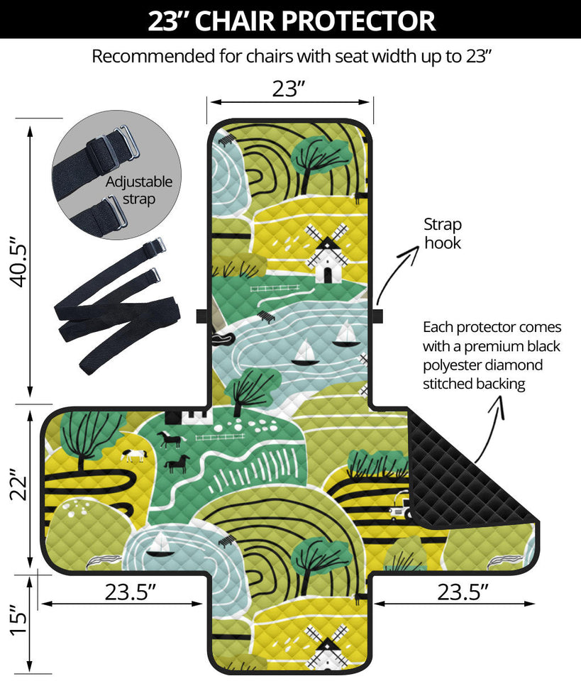 Hand drawn windmill pattern Chair Cover Protector