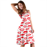 Lips Pattern Print Design 05 Sleeveless Midi Dress