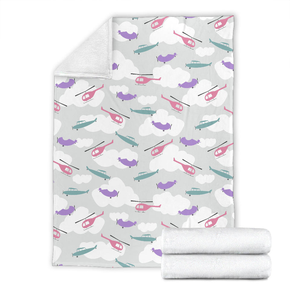 Helicopter Plane Pattern Premium Blanket