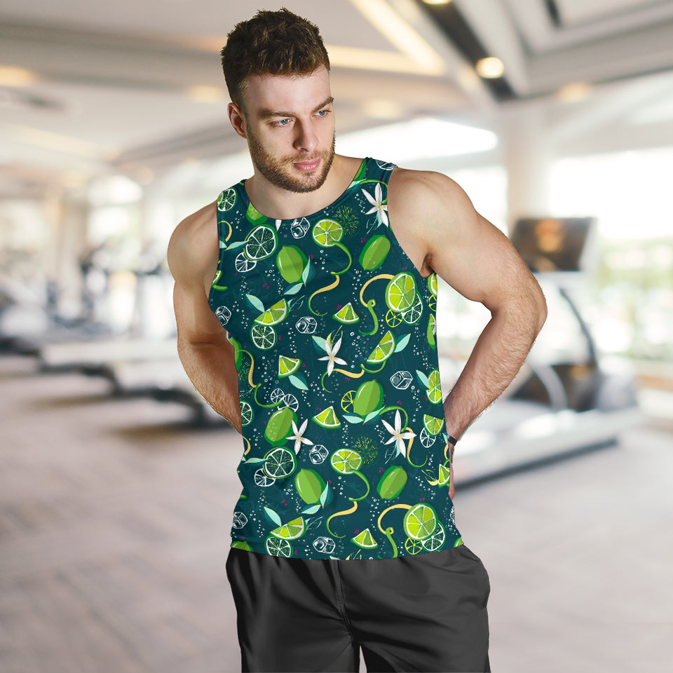Lime ice flower pattern Men Tank Top
