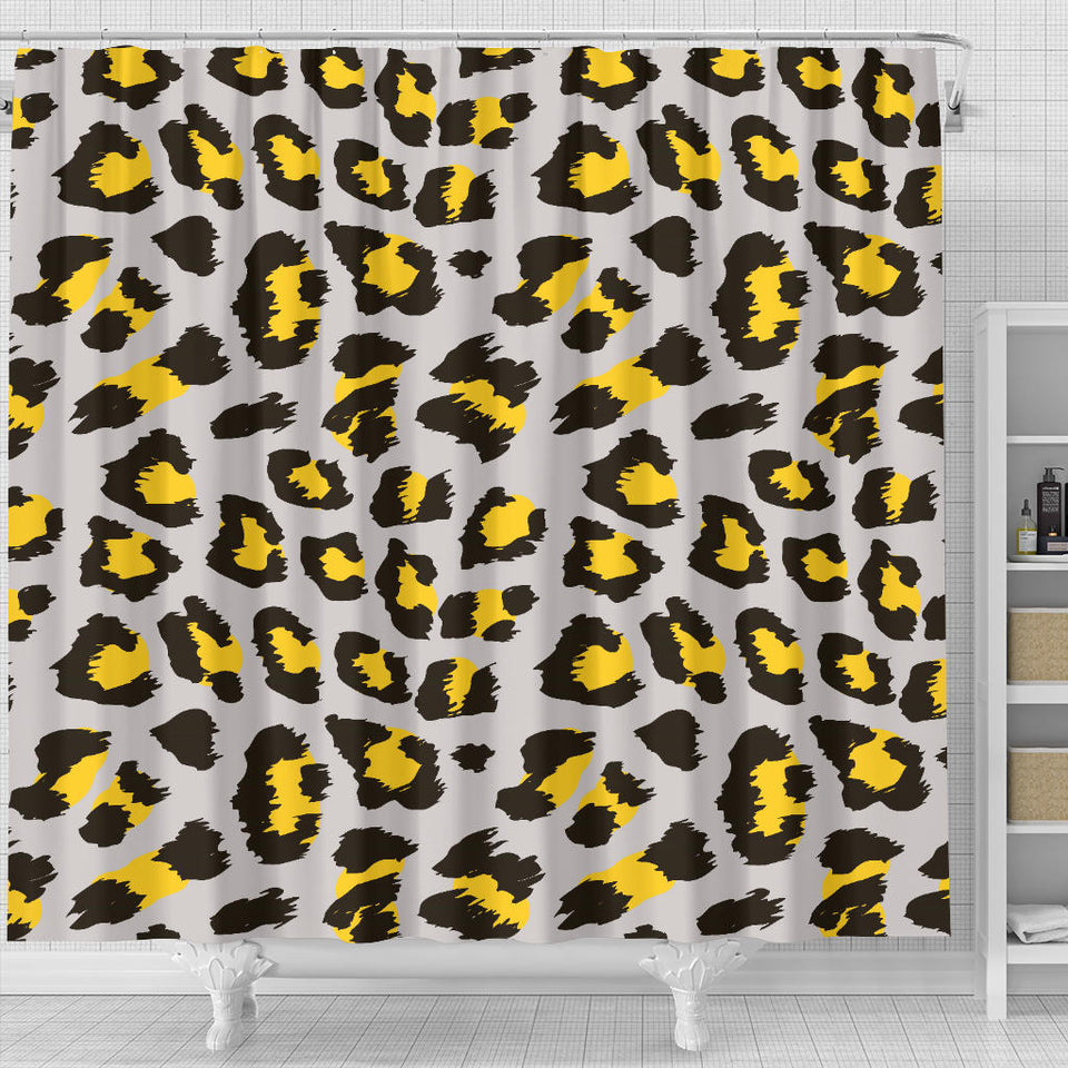 Gray Leopard Print Pattern Shower Curtain Fulfilled In US