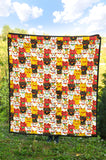 Colorful Maneki Neko Lucky Cat Pattern Premium Quilt