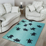 Sea Turtle With Blue Ocean Backgroud Area Rug