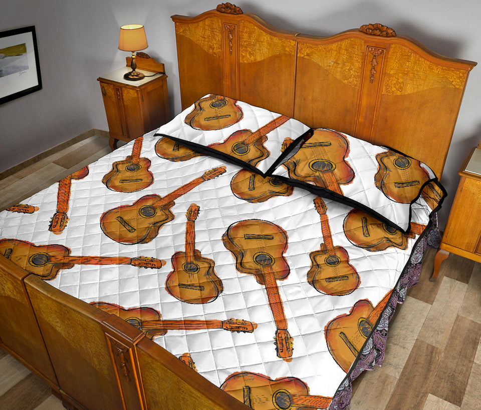 Paint Guitar Pattern Quilt Bed Set