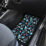 Skull Flower Roses Leave Pattern Front Car Mats