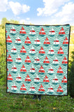 Red White Sailboat Wave Background Premium Quilt