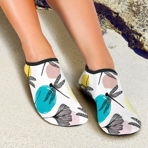 Dragonflies Ginkgo Leaves Pattern Aqua Shoes