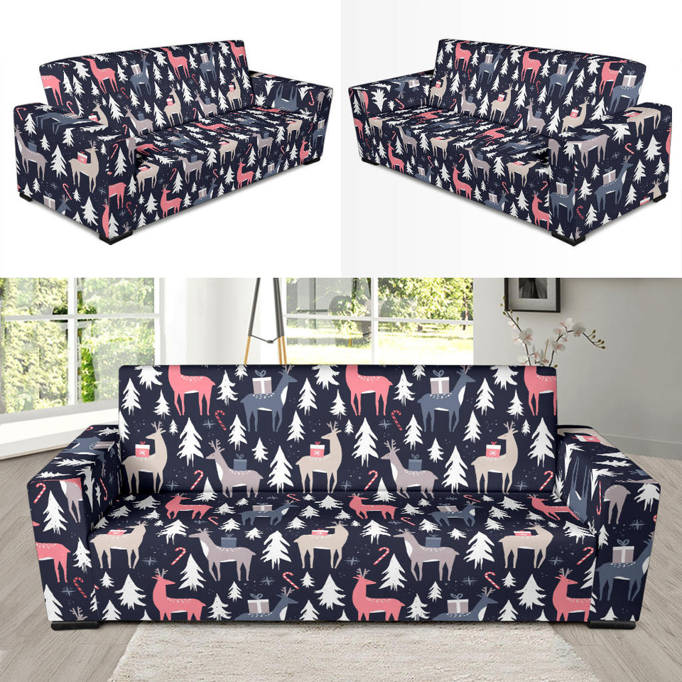 Deers Winter Christmas Pattern Sofa Slipcover