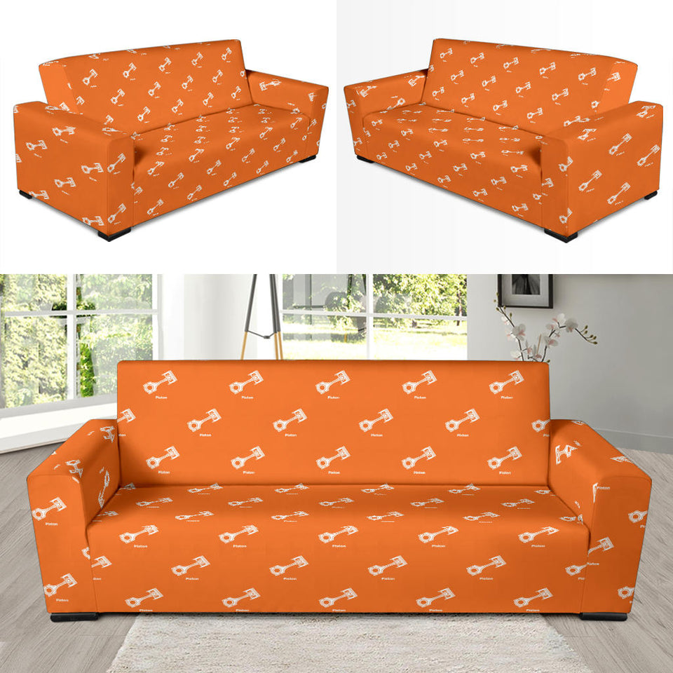 Engine Piston Orange Background Pattern Print Design 05 Sofa Slipcover