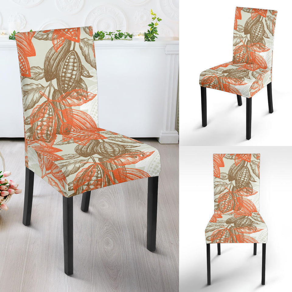 Cocoa Beans Cocoa Tree Pattern Dining Chair Slipcover