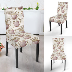 Tea Pots Pattern Print Design 03 Dining Chair Slipcover