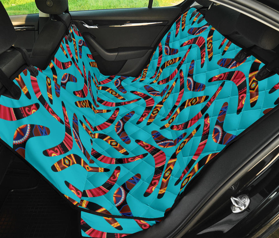 Boomerang Australian Aboriginal Ornament Blue Background Dog Car Seat Covers