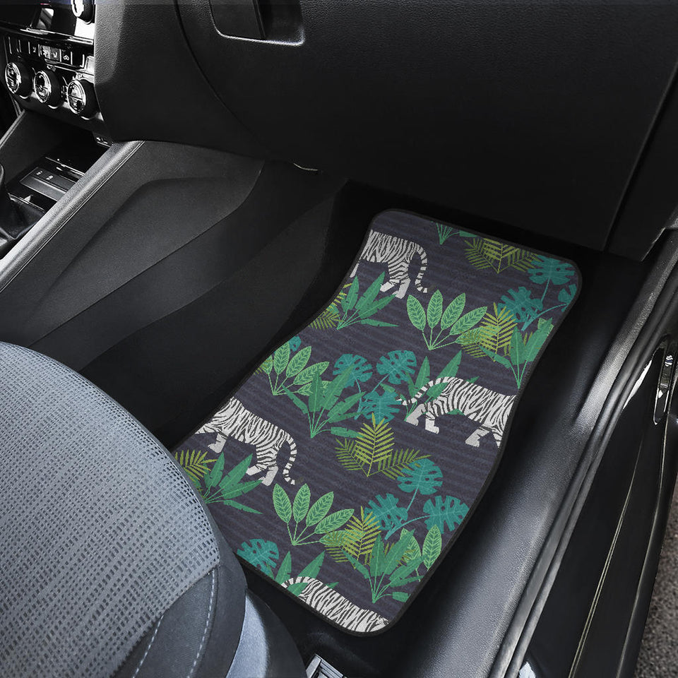 White Bengal Tigers Tropical Plant Front And Back Car Mats