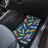 Surfboard Pattern Print Design 01 Front and Back Car Mats
