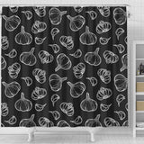 Garlic Pattern Black Background Shower Curtain Fulfilled In US