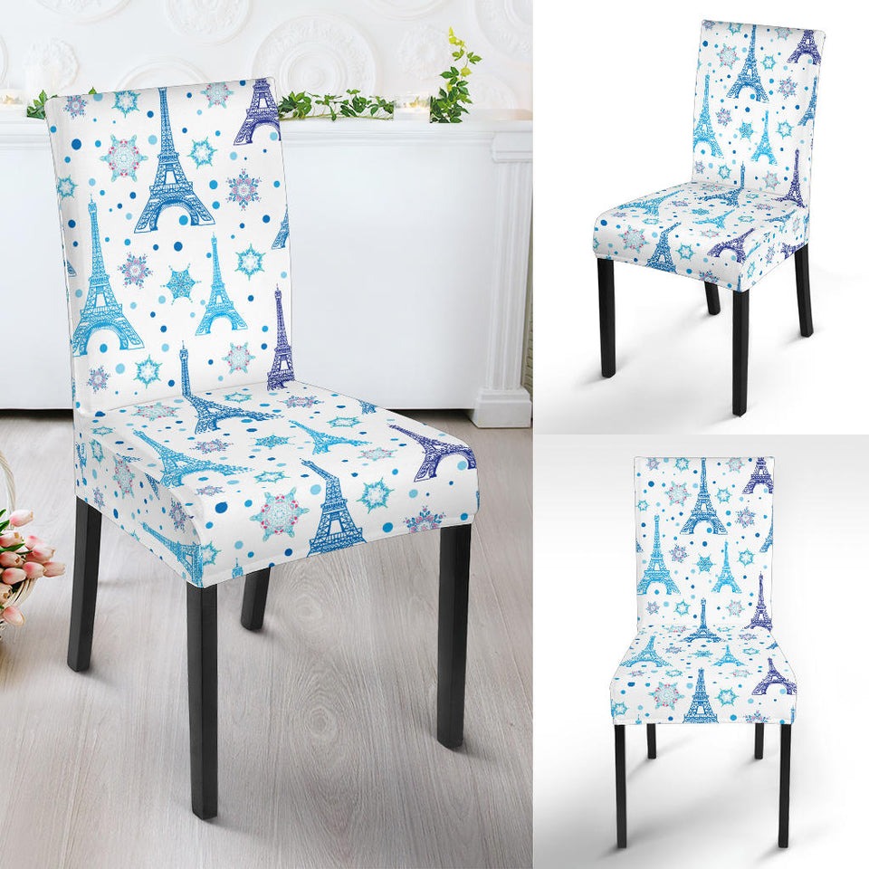 Eiffel Tower Pattern Print Design 01 Dining Chair Slipcover