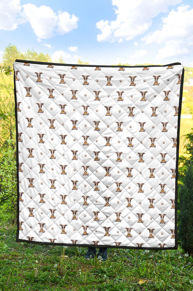 Greyhound Pattern Print Design 05 Premium Quilt