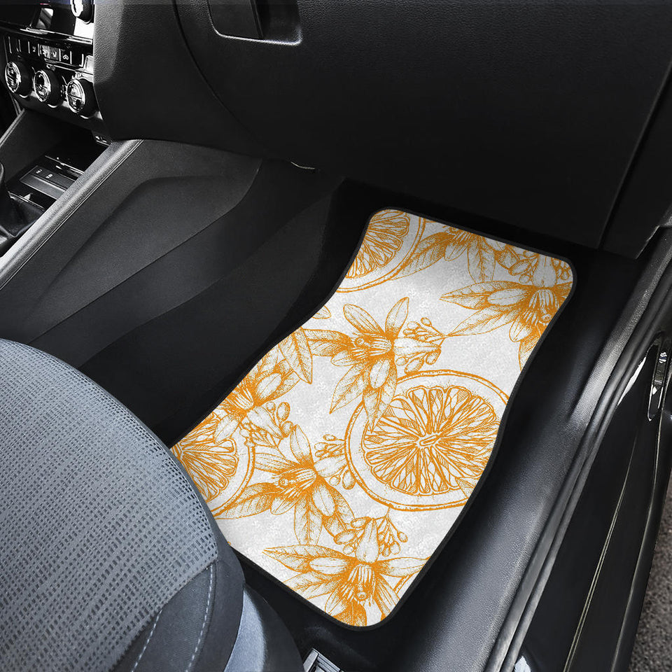 Hand Drawn Orange Fruit Pattern Front And Back Car Mats