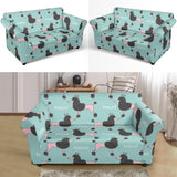 Poodle Dog Green Background Loveseat Couch Slipcover