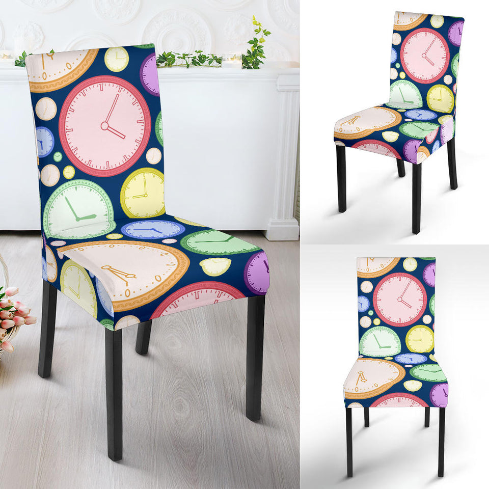 Colorful Clock Background Dining Chair Slipcover