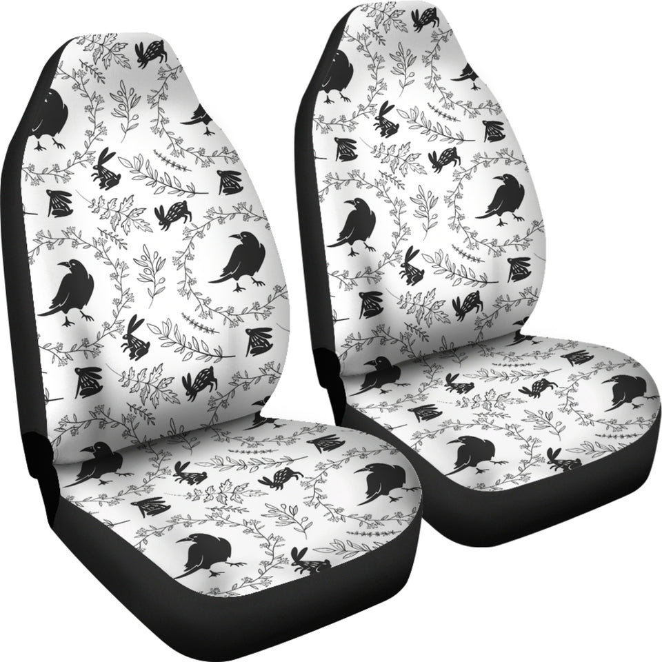 Crows Floral Wreath Rabbit Pattern Universal Fit Car Seat Covers