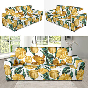 Yellow Tulips Pattern Sofa Slipcover
