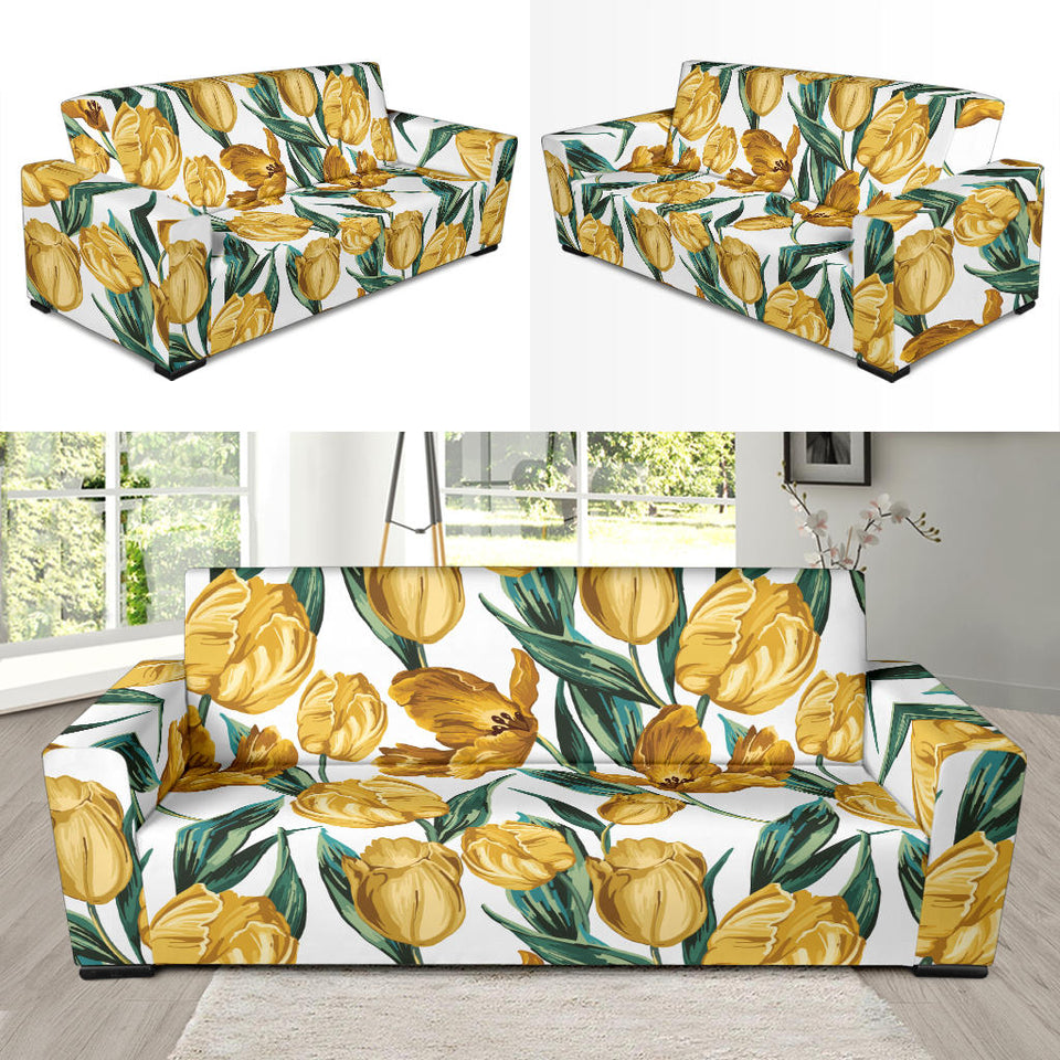 Yellow Tulips Pattern Sofa Slipcover