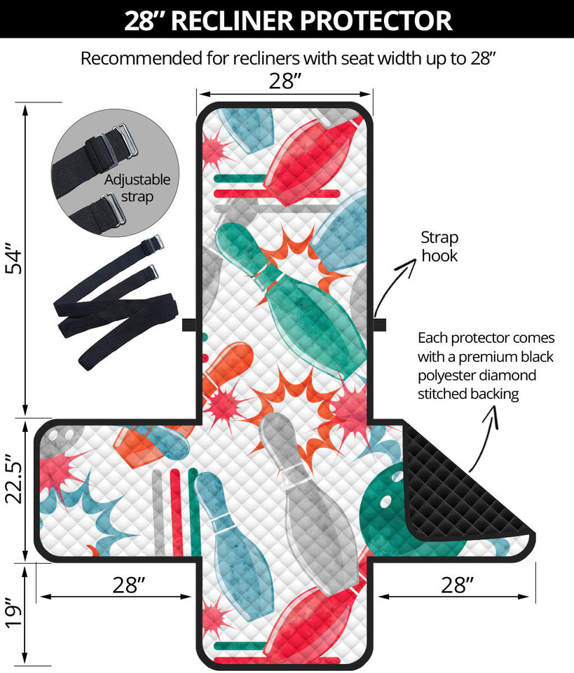 Watercolor bowling pattern Recliner Cover Protector