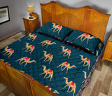 Camel pattern blue blackground Quilt Bed Set