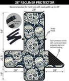 Sugar skull black white pattern Recliner Cover Protector