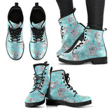 Cute Koalas Blue Background Pattern Leather Boots