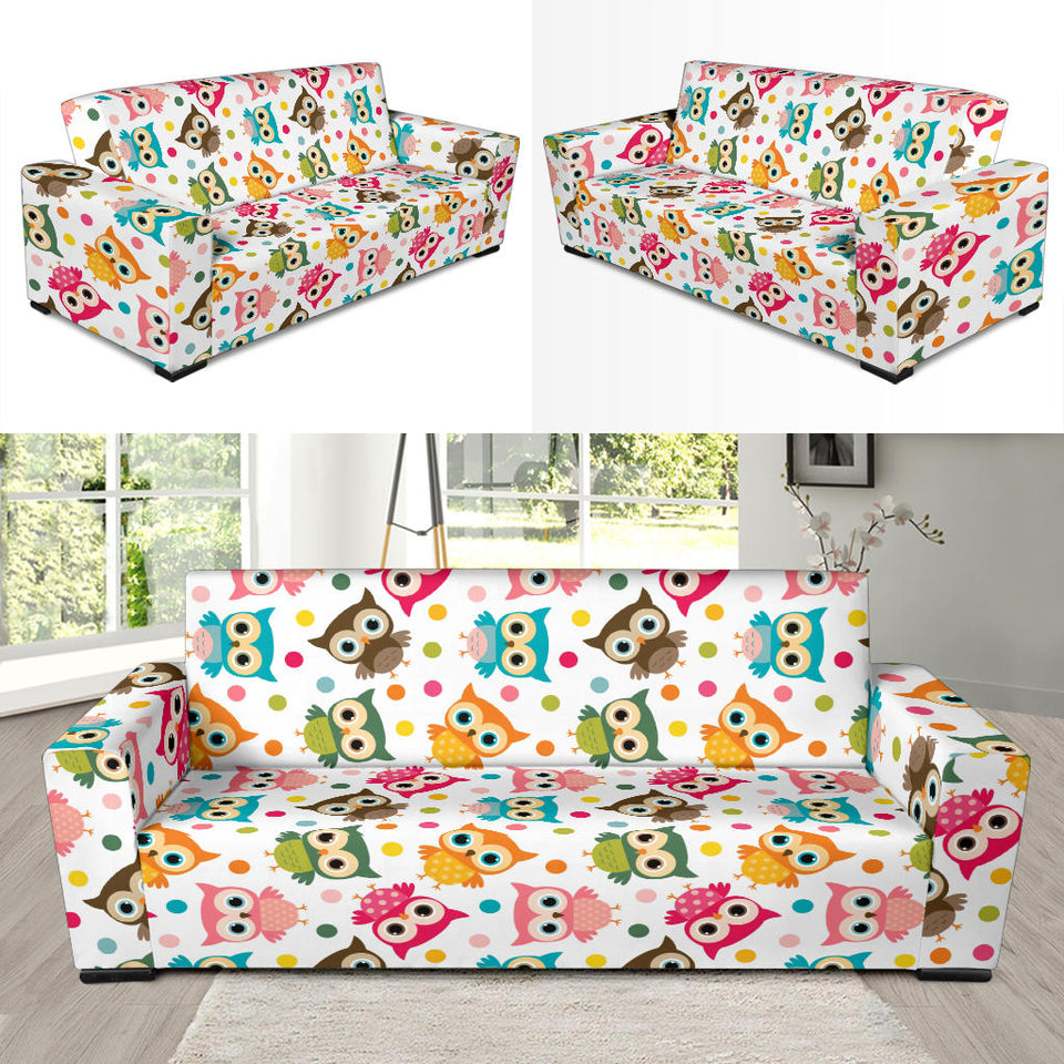 Color Cute Owl Pattern Sofa Slipcover