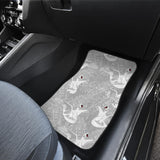 White Swan Gray Background Front And Back Car Mats