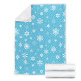 Snowflake Pattern Blue Background Premium Blanket